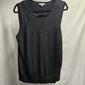 2for$20 Halston large black tank top blouse knit design scoop neck work office